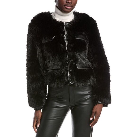Kenneth Cole WomensContrast Jacket Black